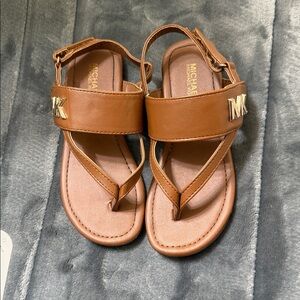 Michael Kors Kids Tan Sandals with Gold Accents